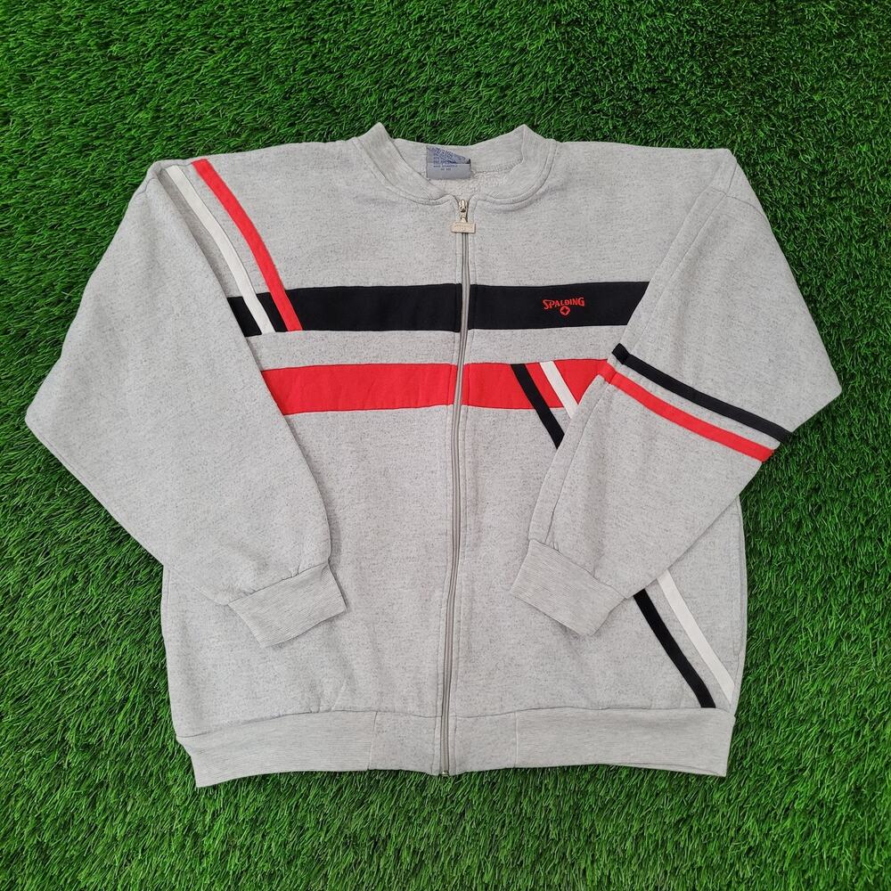 Vintage 90s Spalding Zip Sweatshirt Large 24x24 Boxy Gray